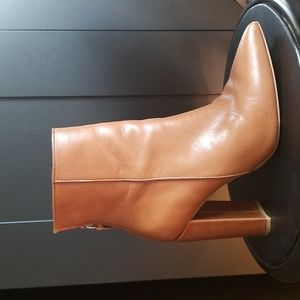 Genuine Cognac Leather Booties